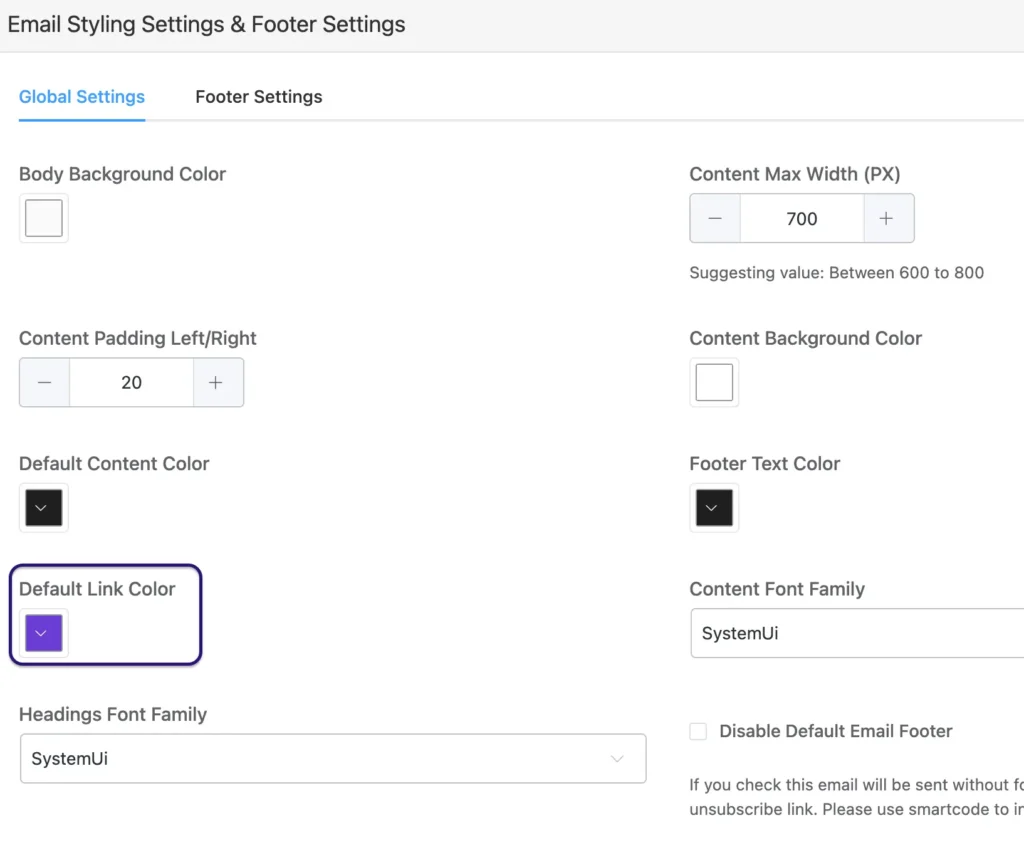 Email Builder Settings